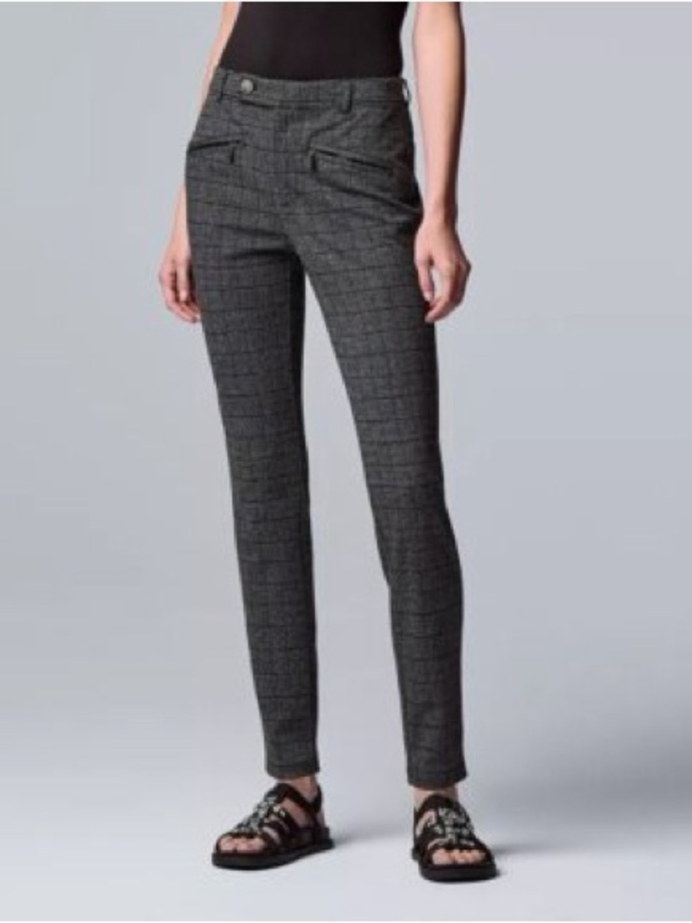 Simply Vera Vera Wang Charcoal Plaid Skinny Pointe Ankle Pants